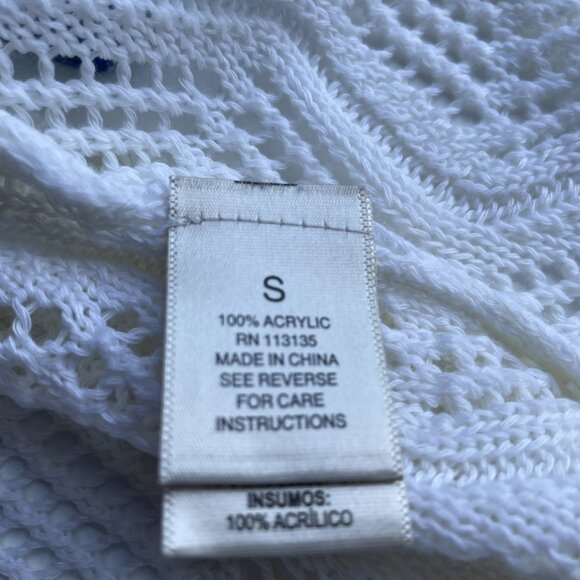 Leo & Nicole Bolero Shrug Crop Cardigan Women's Small Ivory Half Sleeve Sheer - Picture 7 of 11